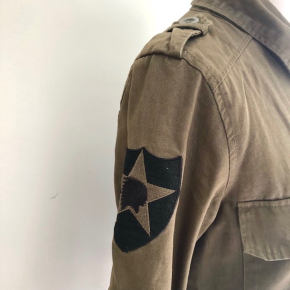 Forever 21 Army Green Shirt/Jacket Black Lace Cross Cut Out - Picture 4 of 11